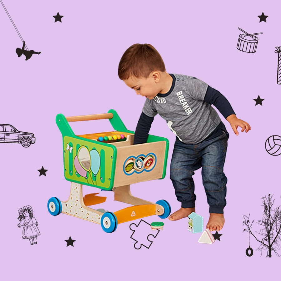 Sewa ELC Wooden Shopping Trolley Walker 3