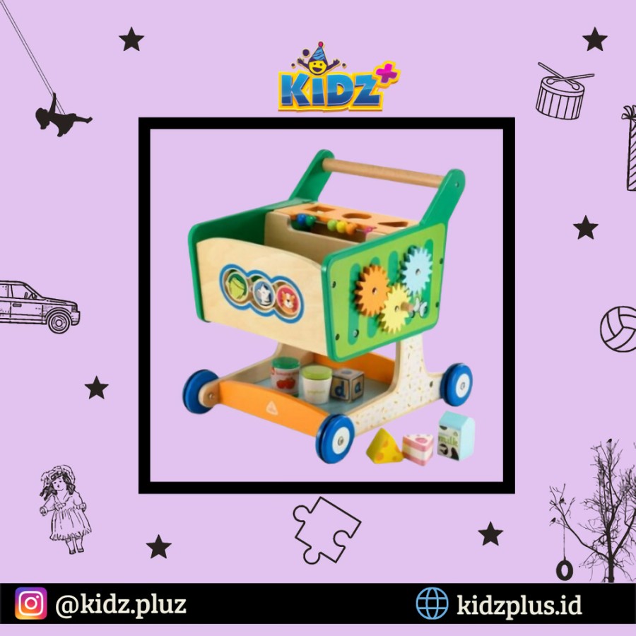 Sewa ELC Wooden Shopping Trolley Walker